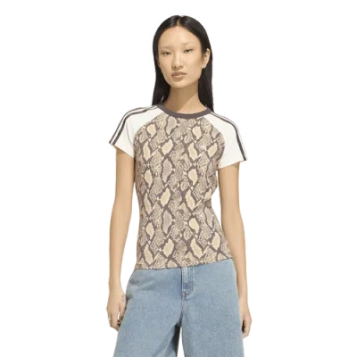 Adidas Originals Womens Adidas Snake Print Cali T-shirt In Brown