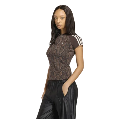 Adidas Originals Womens Adidas Snake Print Cali T-shirt In Brown