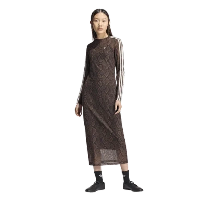 Adidas Originals Womens Adidas Snake Print Maxi Dress In Brown