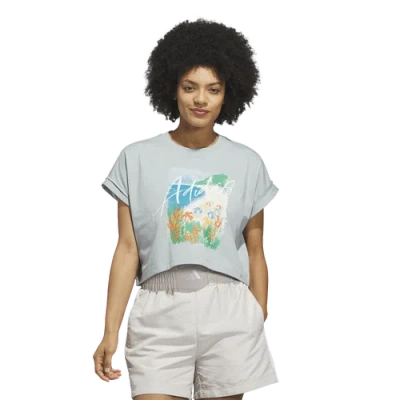Adidas Originals Womens Adidas Summer Romance Graphic T-shirt In Gray