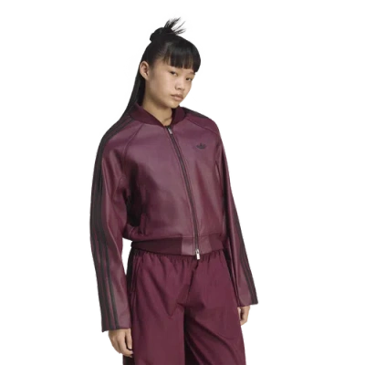 Adidas Originals Womens Adidas Superstar Track Top Pleather In Burgundy