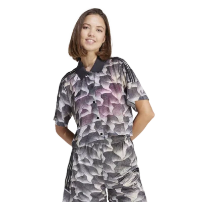Adidas Originals Womens Adidas Tiro Print Mesh Summer Shirt In Putty Grey/multicolor