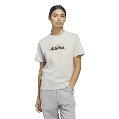 Adidas Originals Womens Adidas Wester Florals Graphic T-shirt In Gray