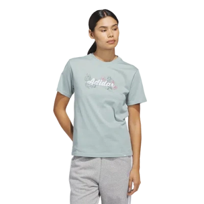 Adidas Originals Womens Adidas Wester Florals Graphic T-shirt In Blue