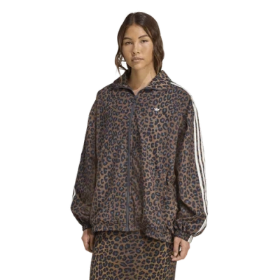 Adidas Originals Womens Adidas Woven Full-zip Track Top Aop In Brown