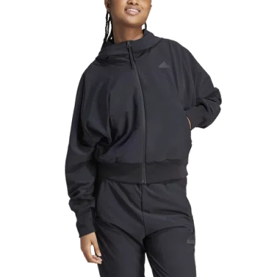 Adidas Originals Womens Adidas Z.n.e. Woven Fullzip Hoodie In Black