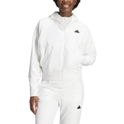 Adidas Originals Womens Adidas Z.n.e. Woven Fullzip Hoodie In White
