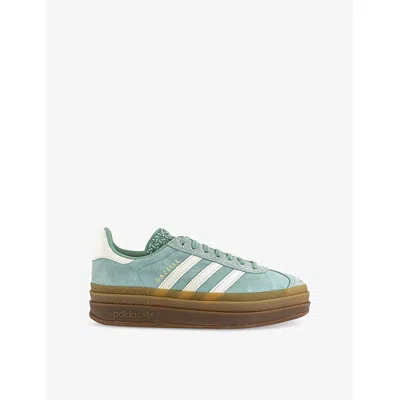 Adidas Originals Womens Ash Green Offwhite Gum Gazelle Bold Suede Low-top Trainers Eur 38.5 / 5.5 Uk