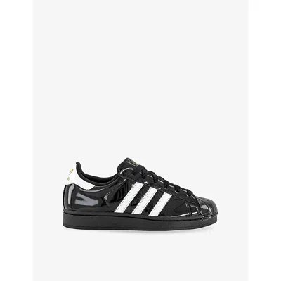 ADIDAS ORIGINALS WOMENS BLACK WHITE PATENT SUPERSTAR II PATENT-LEATHER TRAINERS