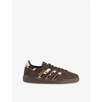 Adidas Originals Womens Brown Cow Print Handball Spezial Suede Trainers Eur 39.5 / 6.5 Uk In Multi