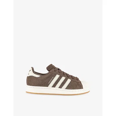 Adidas Originals Womens Brown Earth Strata Superstar Ii Leather Trainers In Black