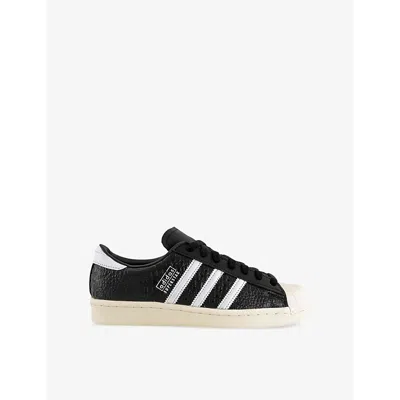Adidas Originals Womens Core Black White Superstar Vintage Logo-print Leather Low-top Trainers