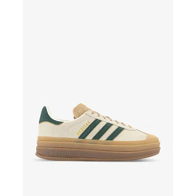 Adidas Originals Womens Cream White Beige Gazelle Bold Brand-stripe Suede Low-top Trainers