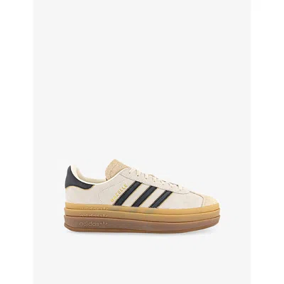 Adidas Originals Womens Cream White Black Sand S Gazelle Bold Suede Low-top Trainers Eur 38.5 / 5.5 Uk