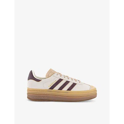 Adidas Originals Womens Adidas Gazelle Bold Brand-stripe Suede Low-top Trainers In Cream White Maroon Magic