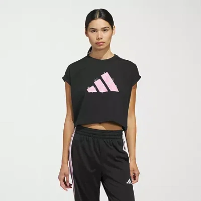 Adidas Originals Womens Crew Neck Short Sleeve Active T-shirt In Black