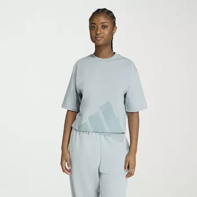 Adidas Originals Womens Crew Neck Short Sleeve Active T-shirt In Blue