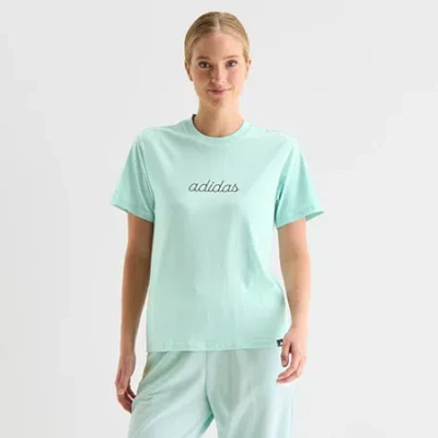 Adidas Originals Womens Crew Neck Short Sleeve Active T-shirt In Green