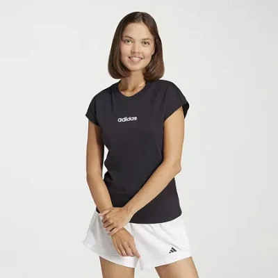 Adidas Originals Womens Crew Neck Short Sleeve Active T-shirt In Black