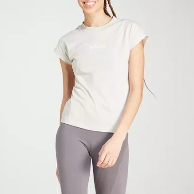 Adidas Originals Womens Crew Neck Short Sleeve Active T-shirt In Neutral