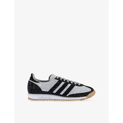 Adidas Originals Womens Crystal Grey Black  Whit Sl72 Crystal-embellished Leather Trainers In Multi