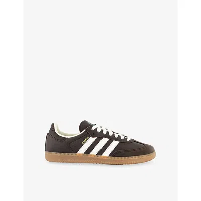 Adidas Originals Womens Dark Brown Offwhite Gum Samba Og Leather Trainers Eur 40.5 / 7.5 Uk In Animal Print