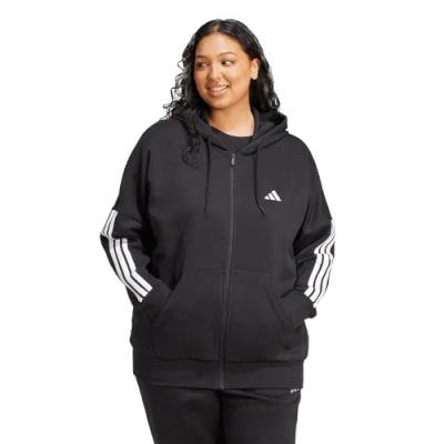 Adidas Originals Womens Essentials 3-stripe Fz Fleece Hoodie (plus Size)