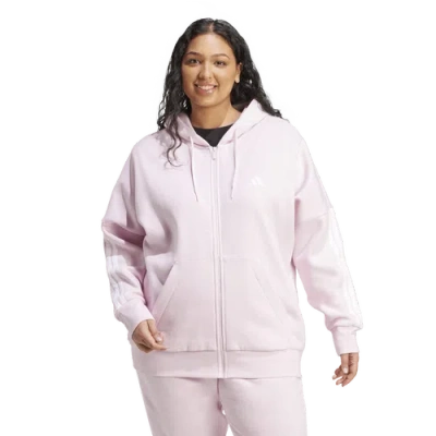 Adidas Originals Womens Essentials 3-stripe Fz Fleece Hoodie (plus Size)