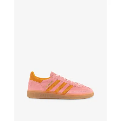 Adidas Originals Womens Glow Pink Flash Orange G Handball Spezial Suede Low-top Trainers Eur 36.5 / 3.5 Uk In Multi