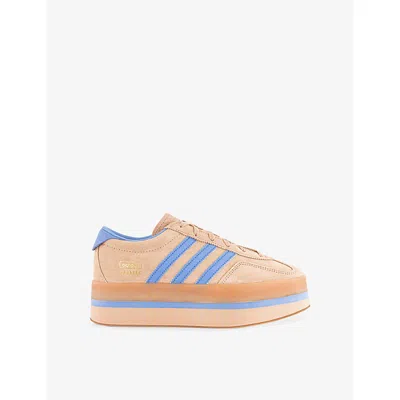 Adidas Originals Womens Halo Blush Blue Spark Gu Gazelle Stack Suede Trainers Eur 39 / 6 Uk In Multi