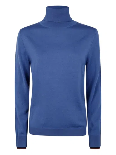 Paul Smith Womens Knitted Sweater Roll Neck In Blue