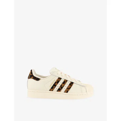 Adidas Originals Womens Leopard Cream White Prel Superstar Ii Woven Trainers