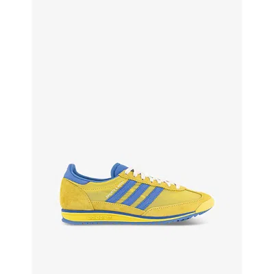 Adidas Originals Womens Light Yellow Real Blue W Adidas X Sporty & Rich Sl 72 Suede And Mesh Low-top Trainers