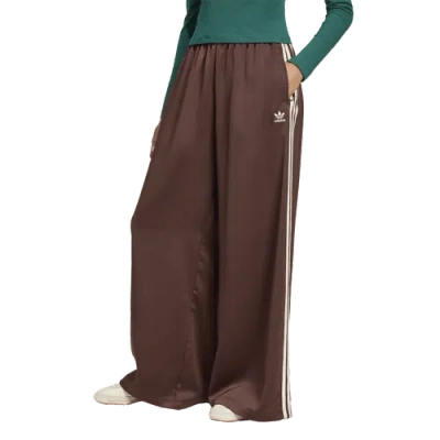 Adidas Originals Womens Originals Adicolor Satin Wide Leg Track Pants In Brown