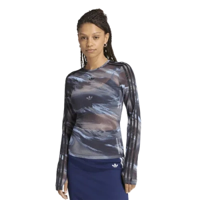 Adidas Originals Womens Originals All Over Print Graphic Mesh Ls Shirt In Multi
