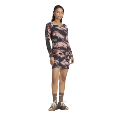 Adidas Originals Womens Originals All Over Print Long Sleeve Mini Dress In Multi