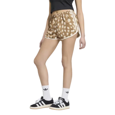 Adidas Originals Womens Originals Animal Print Sprinter Shorts In Brown
