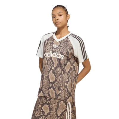 Adidas Originals Womens Originals Snake Print Satin Short Sleeve Jersey In Multi