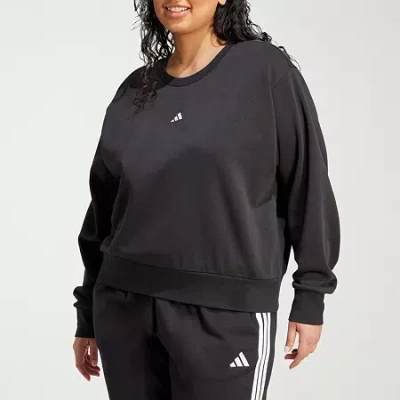 Adidas Originals Womens Plus Crew Neck Long Sleeve Sweatshirt In Black