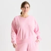 Adidas Originals Womens Plus Crew Neck Long Sleeve Sweatshirt In Pink