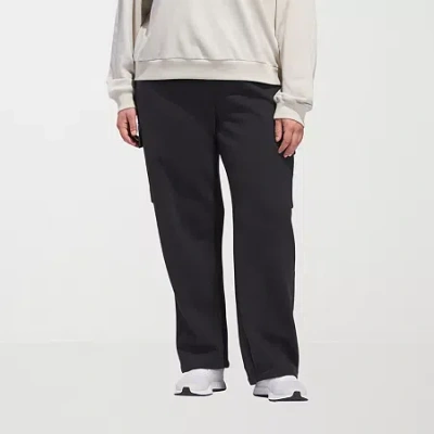 Adidas Originals Womens Plus Straight High Rise Fleece Sweatpant In Black
