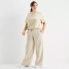Adidas Originals Womens Plus Straight Mid Rise Fleece Sweatpant In Sand