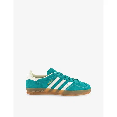 Adidas Originals Womens Pure Teal Offwhite Gold Gazelle Indoor Suede Trainers Eur 42/ 9 Uk In Multi