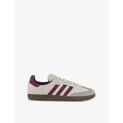 Adidas Originals Womens Putty Grey Maroon Gold M Samba Og Leather Low-top Trainers