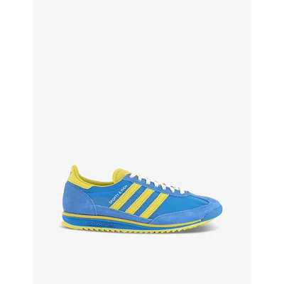 Adidas Originals Womens Real Blue Light Yellow W Adidas X Sporty & Rich Sl 72 Suede And Mesh Low-top Trainers