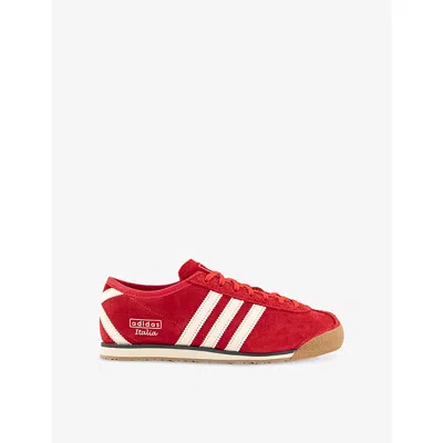 Adidas Originals Womens Red Cream White Silver M Italia 70s Suede Low-top Trainers
