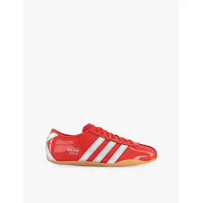 Adidas Originals Womens Red Silver Metallic Gum Tokyo Patent-leather Trainers In Brown