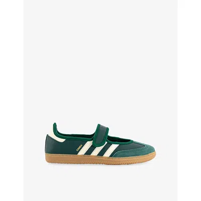 ADIDAS ORIGINALS WOMENS COLLEGIATE GREEN GUM CRE SAMBA LEATHER MARY JANE SHOES EUR 38/5 UK