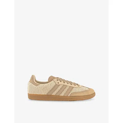 Adidas Originals Womens Sand Strata Megic Beige Samba Og Woven Low-top Trainers Eur 42/ 9 Uk