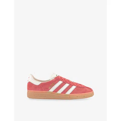 Adidas Originals Womens Semi Flash Red Off W Munchen Suede Trainers Eur 40.5 / 7.5 Uk